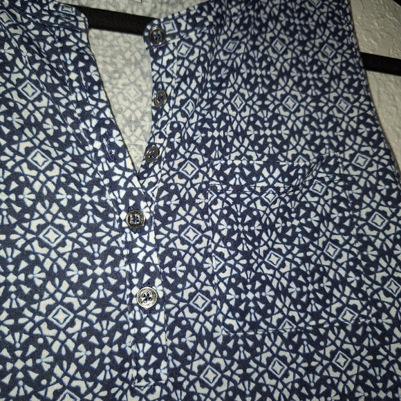 LIZ CLAIBORNE Womens Henley Tank Blue White Petite Small NWT - Picture 5 of 9